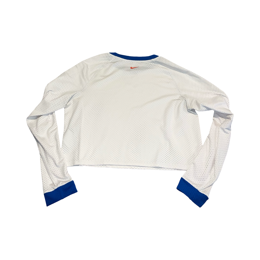 Nike dri fit blue logo mesh woman’s top ukL