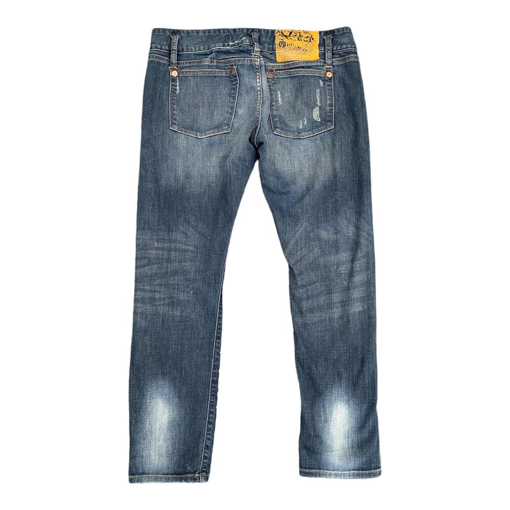 Ed Hardy Christina Aguilera distressed y2k denim jeans ukM