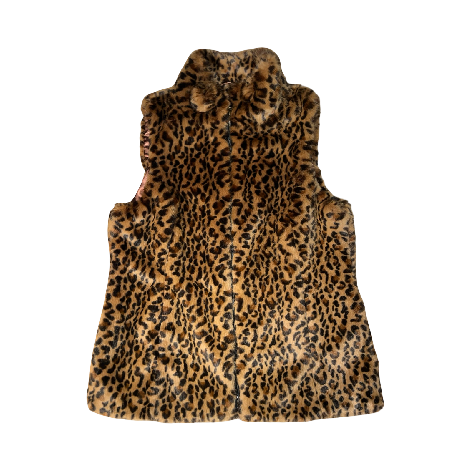 Pomodoro fluffy leopard print faux fur waist coat uk 16