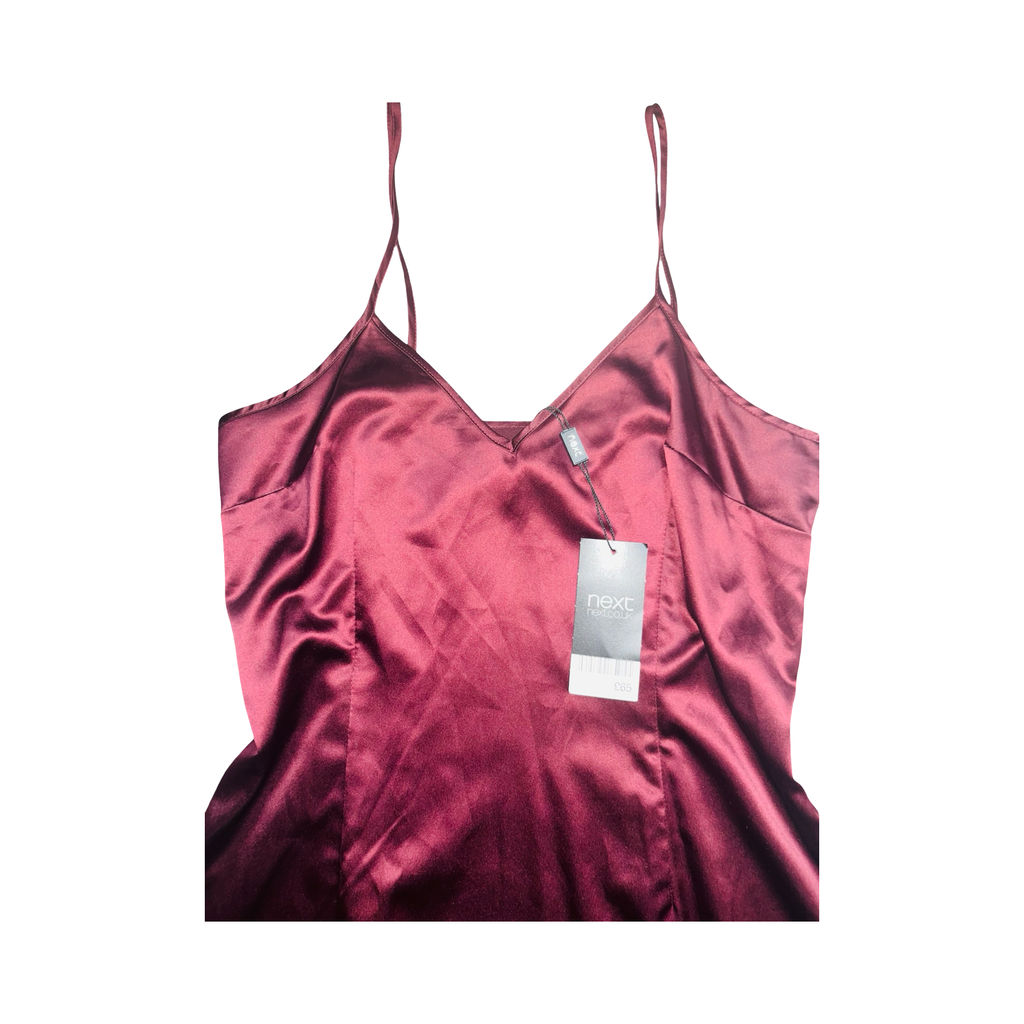 NEXT red wine satin chemise dress uk 10 NWT