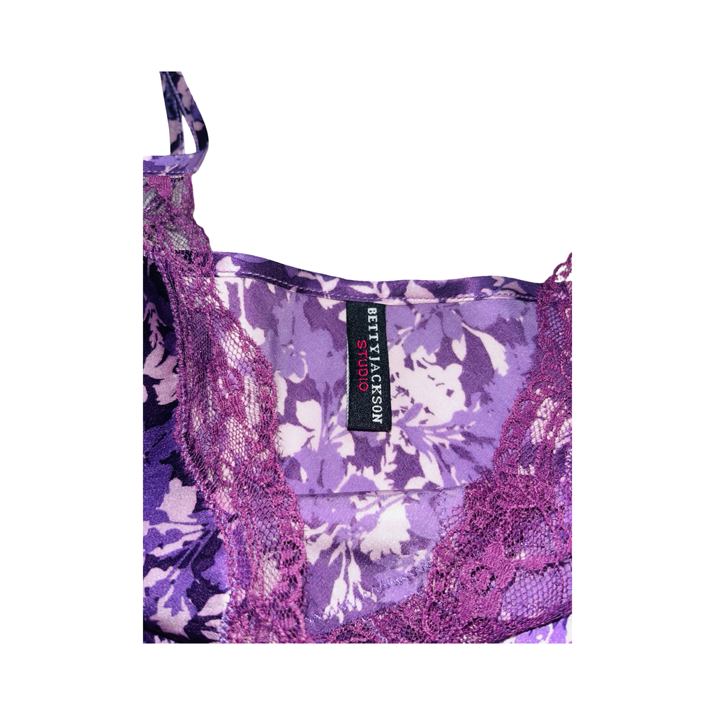 Betty Jackson Studio 100% silk purple glossy cami ukL