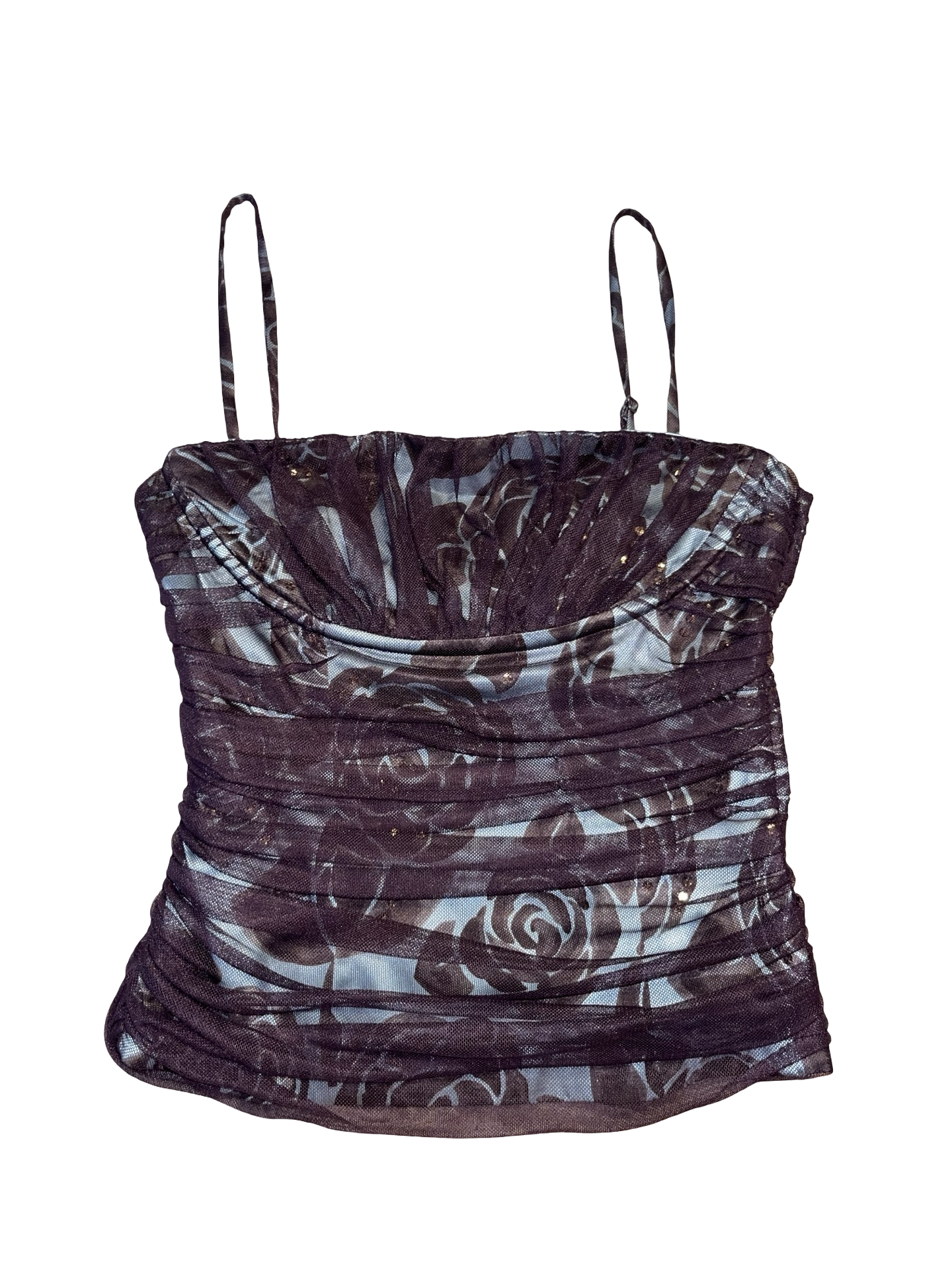 Y2K Coast Ruched Mesh Cami Top | UK 10