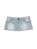 Y2K SoulCal & Deesse Blue Stripe Denim Micro Mini Skirt Low Rise UK 14