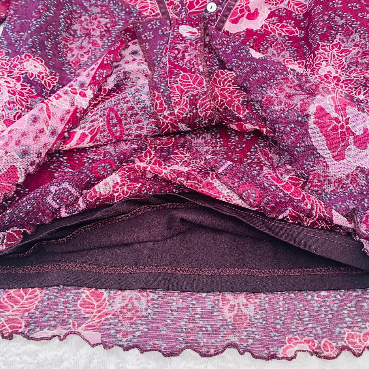 Cute purple floral mix double lined y2k top Debenhams uk16
