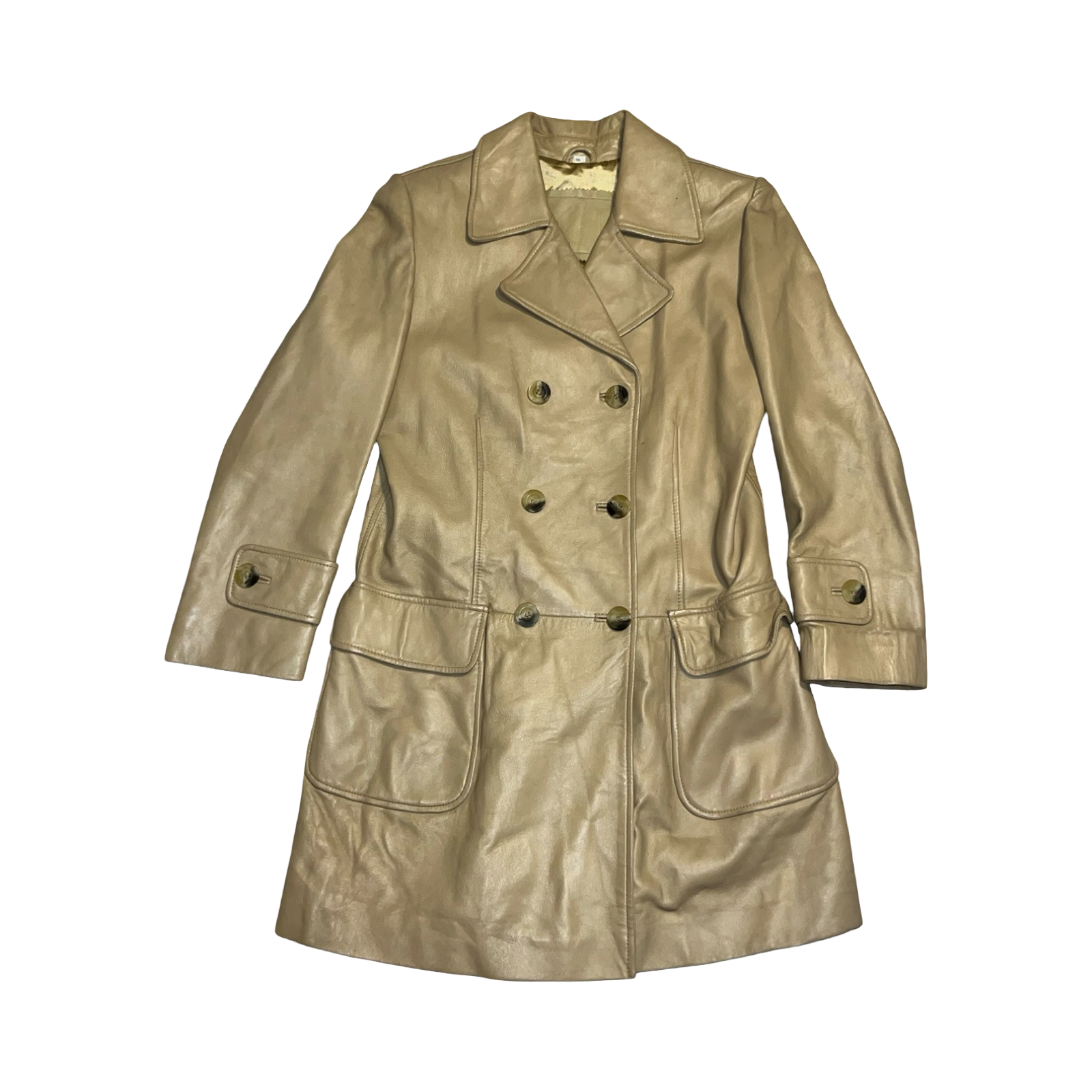 Kit the natural choice tan leather vintage coat uk S