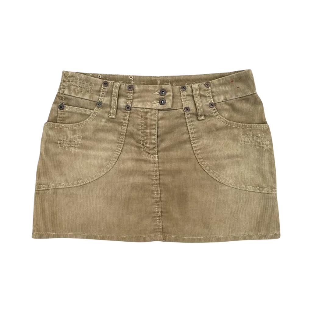 river island tan corduroy 2000’s mini skirt uk10