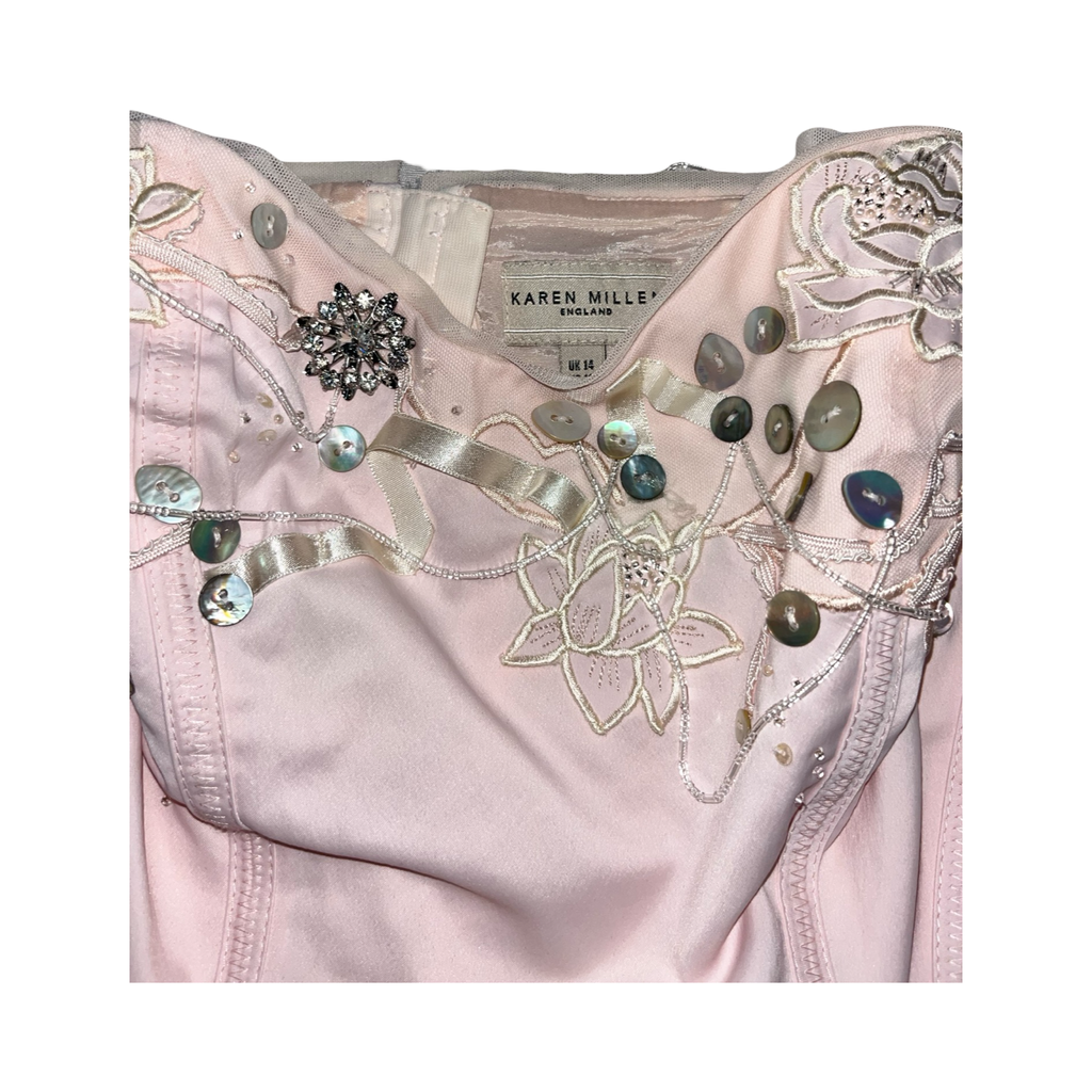 Karen Millen pink corset with pearl embellishment uk 14