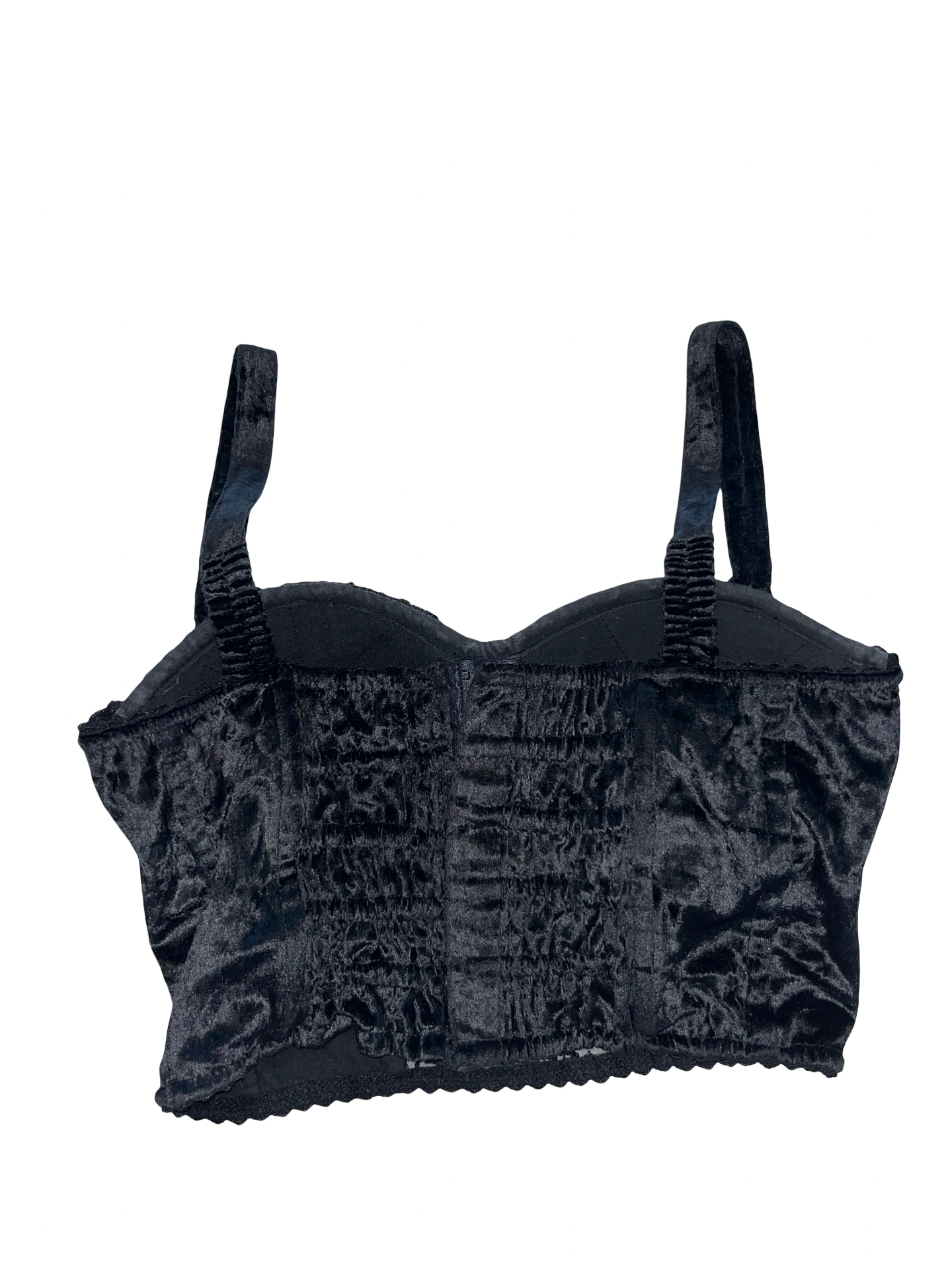 Vintage Y2K Black Satin Lace Bustier Corset Top 36B