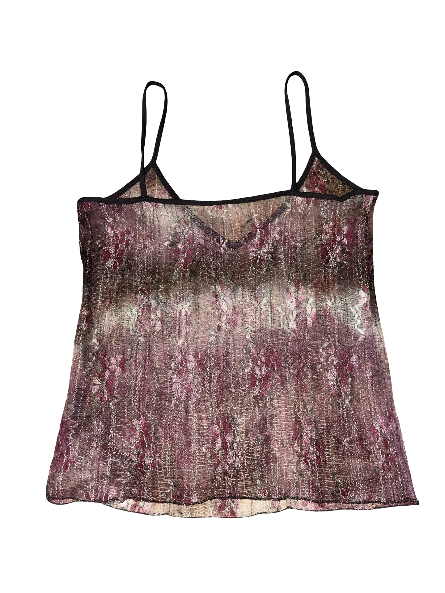 Y2K Per Una Sheer Floral Mesh Cami Top Fairy ukM