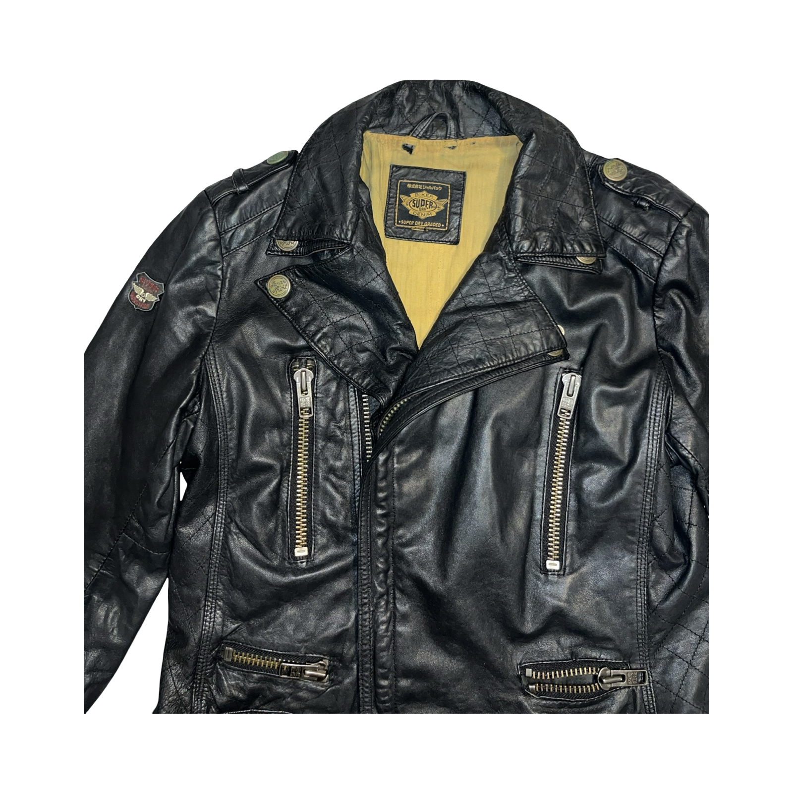 Super dry Motor sport vintage genuine leather jacket uk S