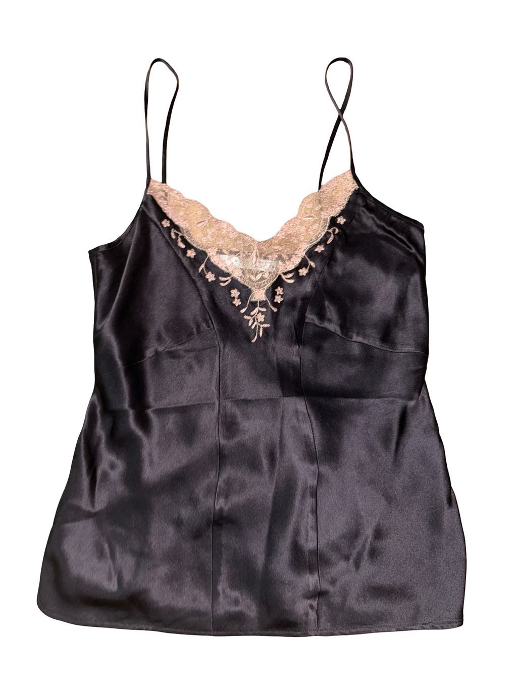 Y2K Nougat London Black Satin Lace Cami Top Uk12