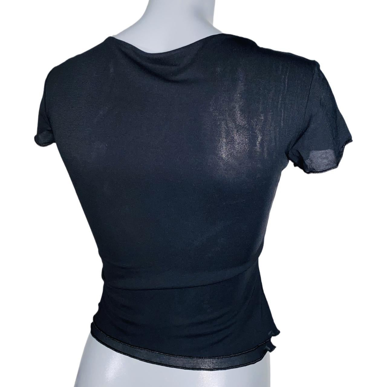 Versace Sport black ruffle short sleeve top double lined uk XS