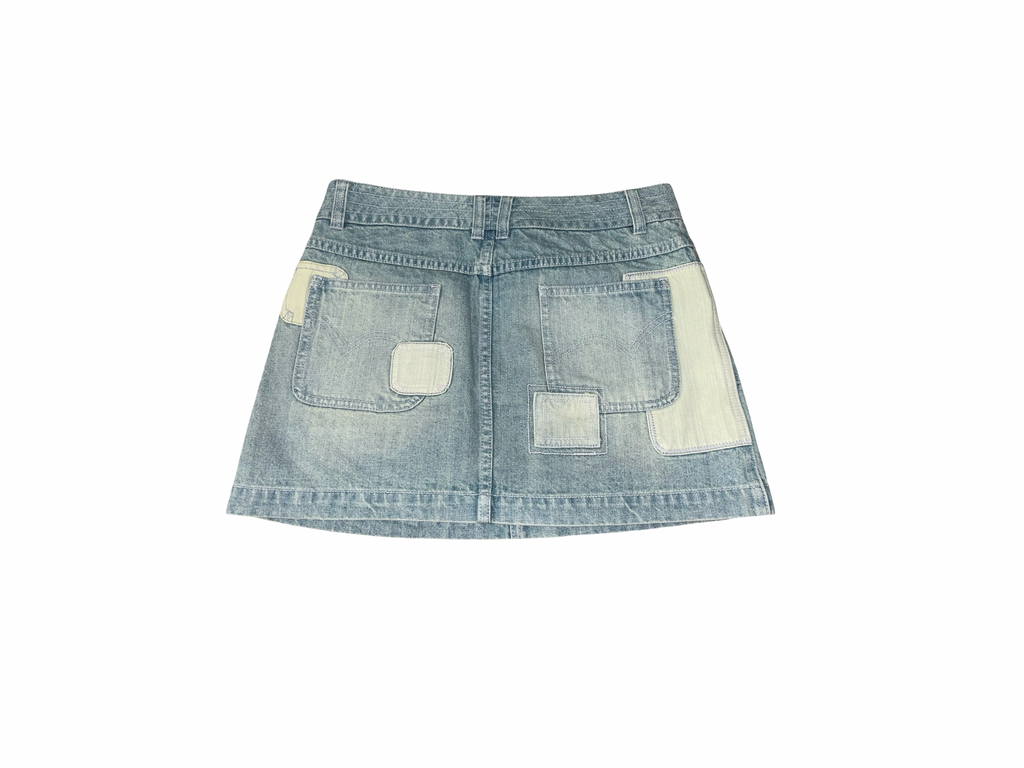 Y2K Next Patchwork Denim Mini Skirt | 00s Utility ukS