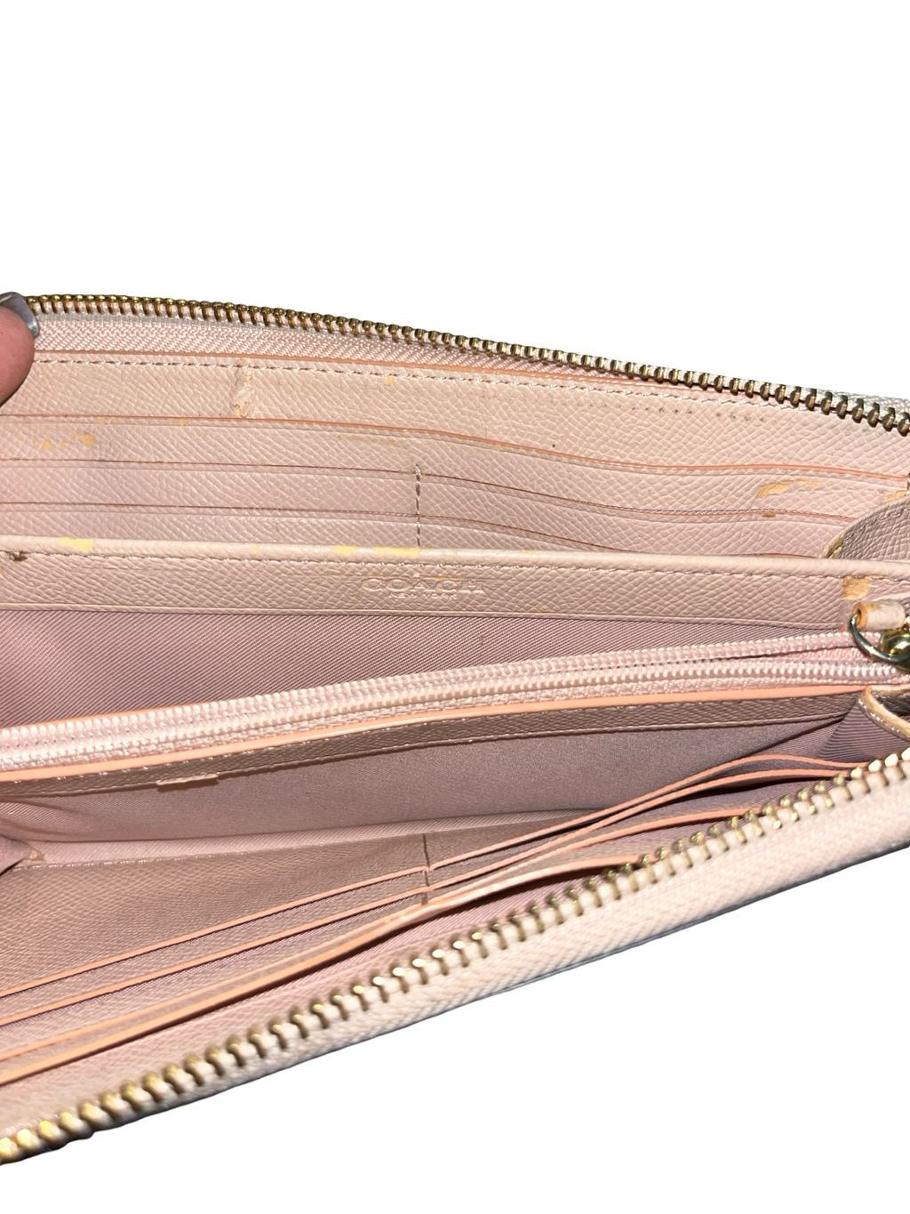 Coach Croc Embossed Leather Purse Blush Pink Genuine Leather