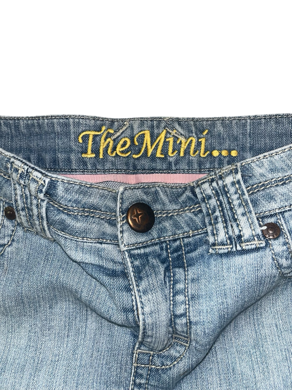 Y2K The Mini Low Rise Denim Mini Skirt Raw Hem Light Wash 2000s uk12