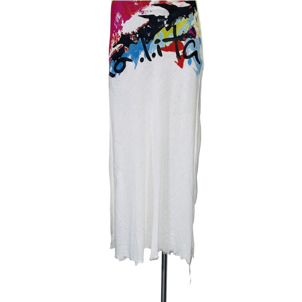 White No Lita maxi Italian dress with colorful print