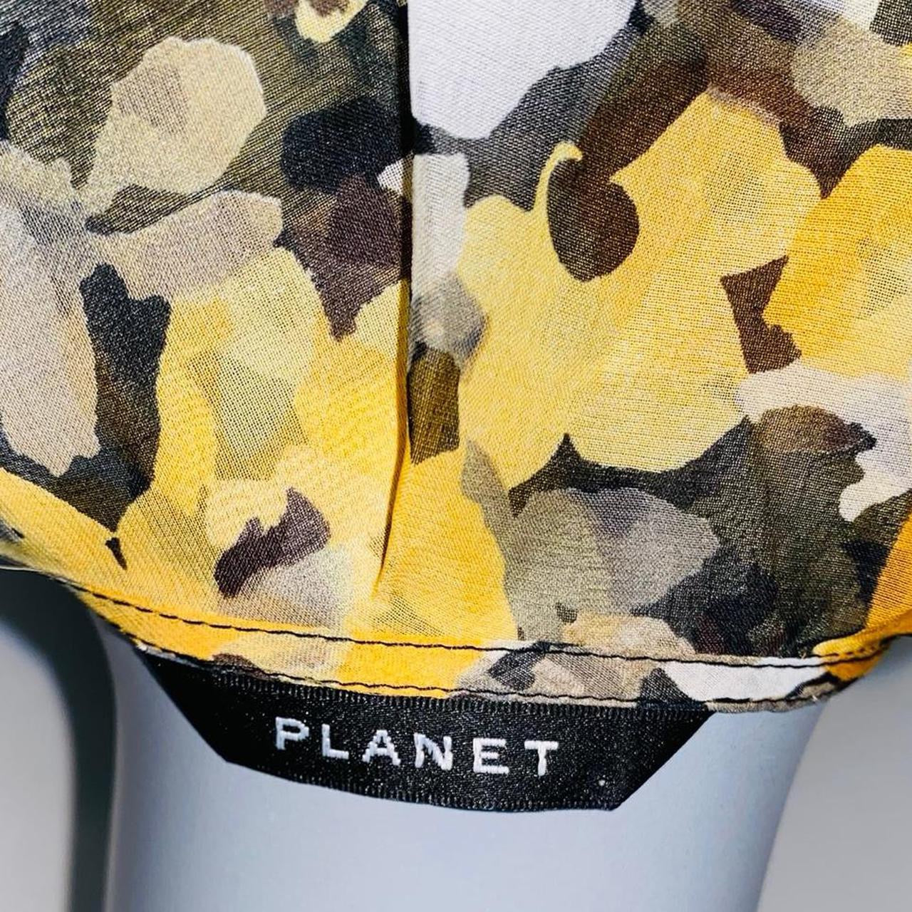 Yellow/ black floral print midi wrap dress by planet uk12