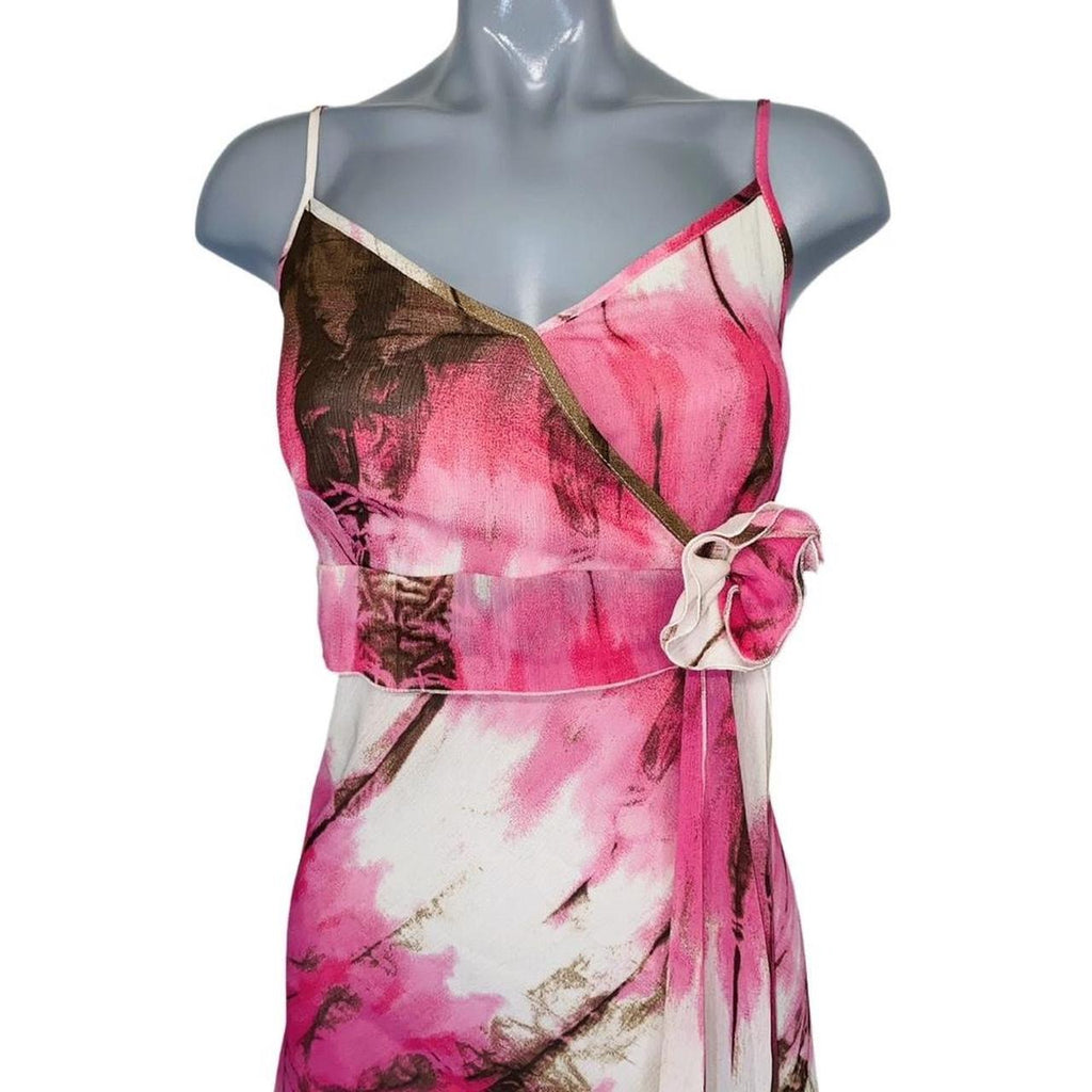 Pink and brown tie dye y2k fit and flair dress uk size M