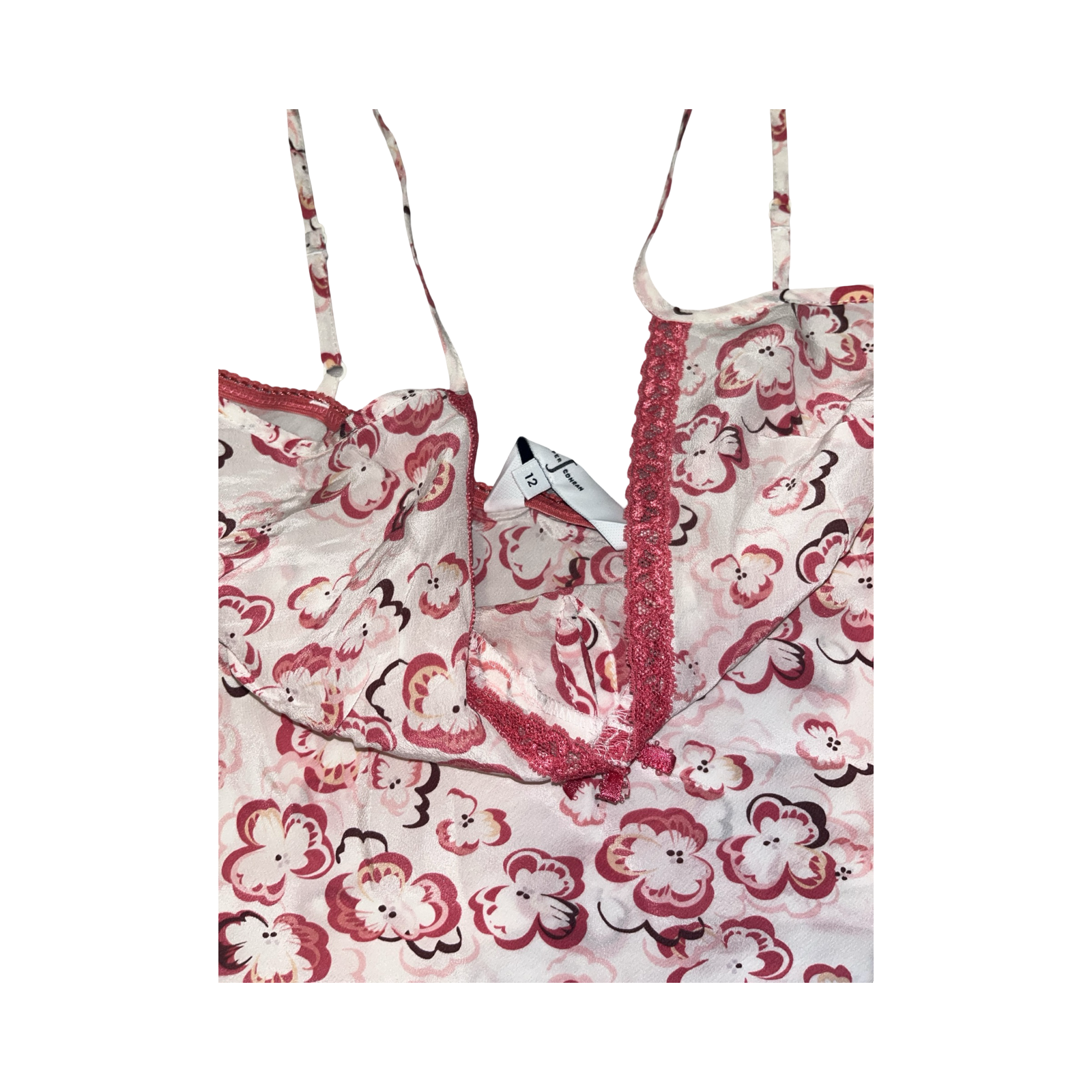 Jasper Conran pure silk pink floral cami uk 12