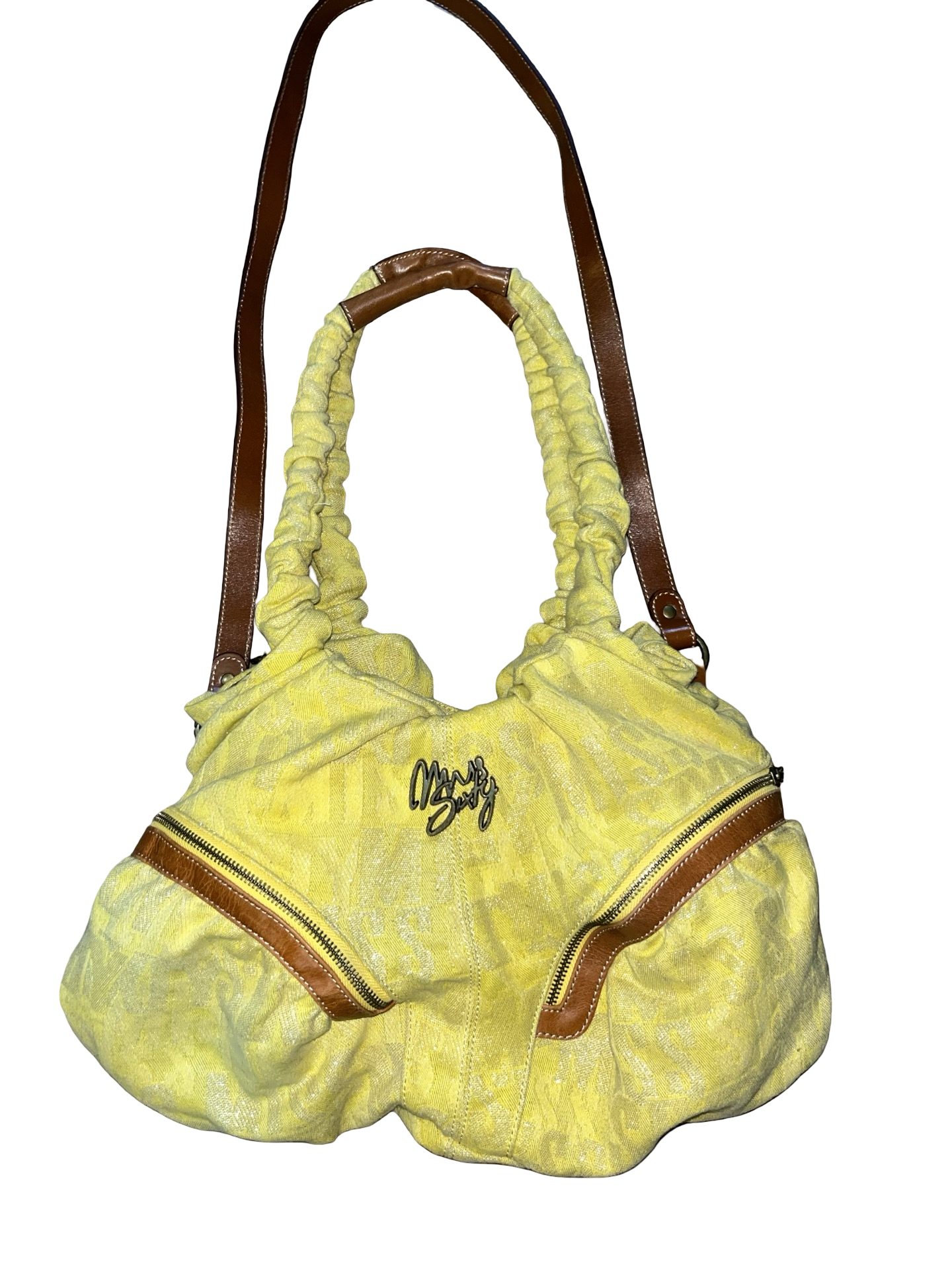 Miss Sixty Y2K Yellow Ruched Shoulder Bag | Vintage Handbag