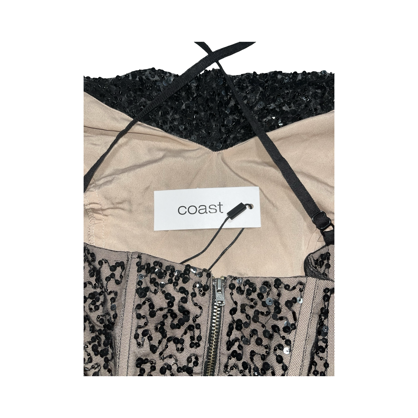 Coast NWT black and beige sequin top uk 8