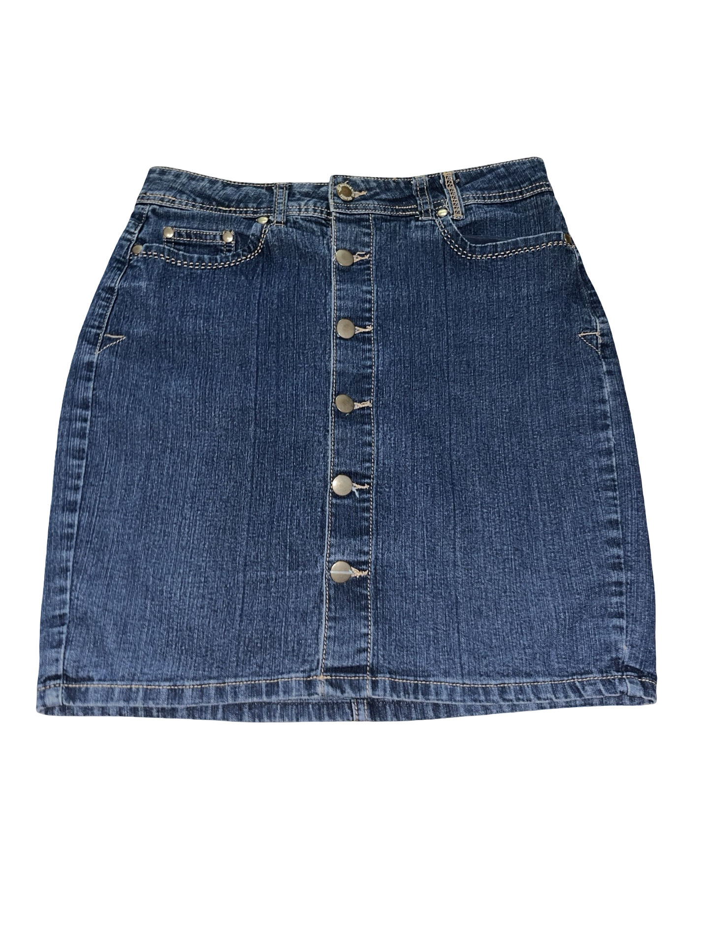 Y2K 24/7 Authentic Denim Button Front Mini Skirt uk8
