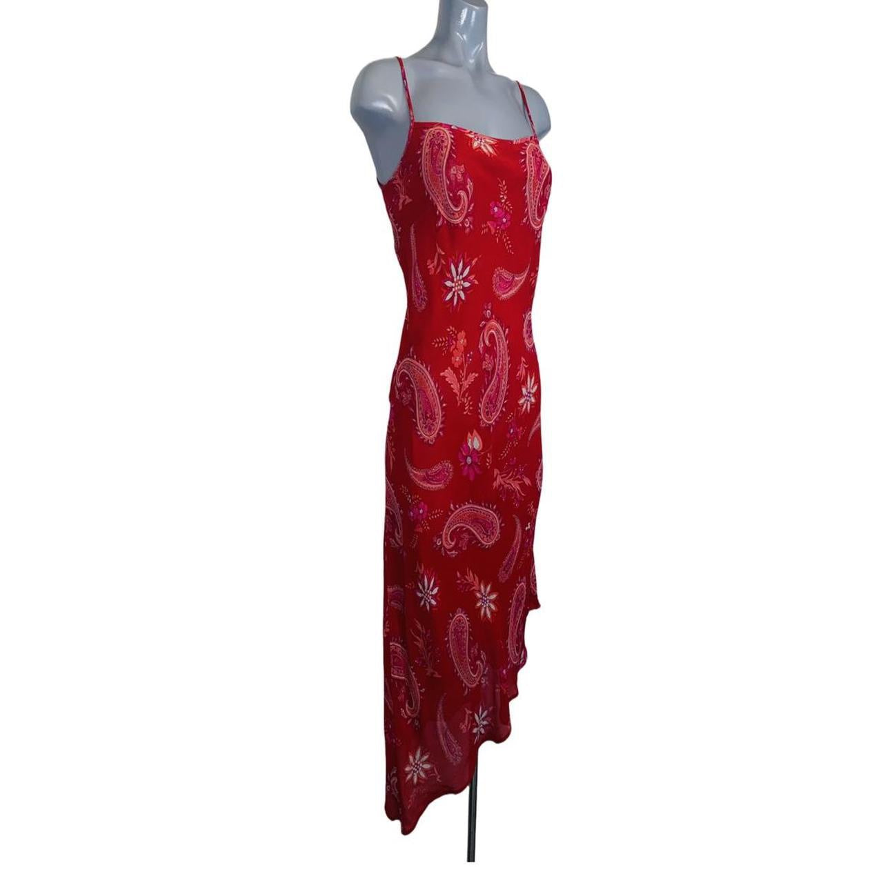 Red paisley asymmetrical midi dress NEXT uk12