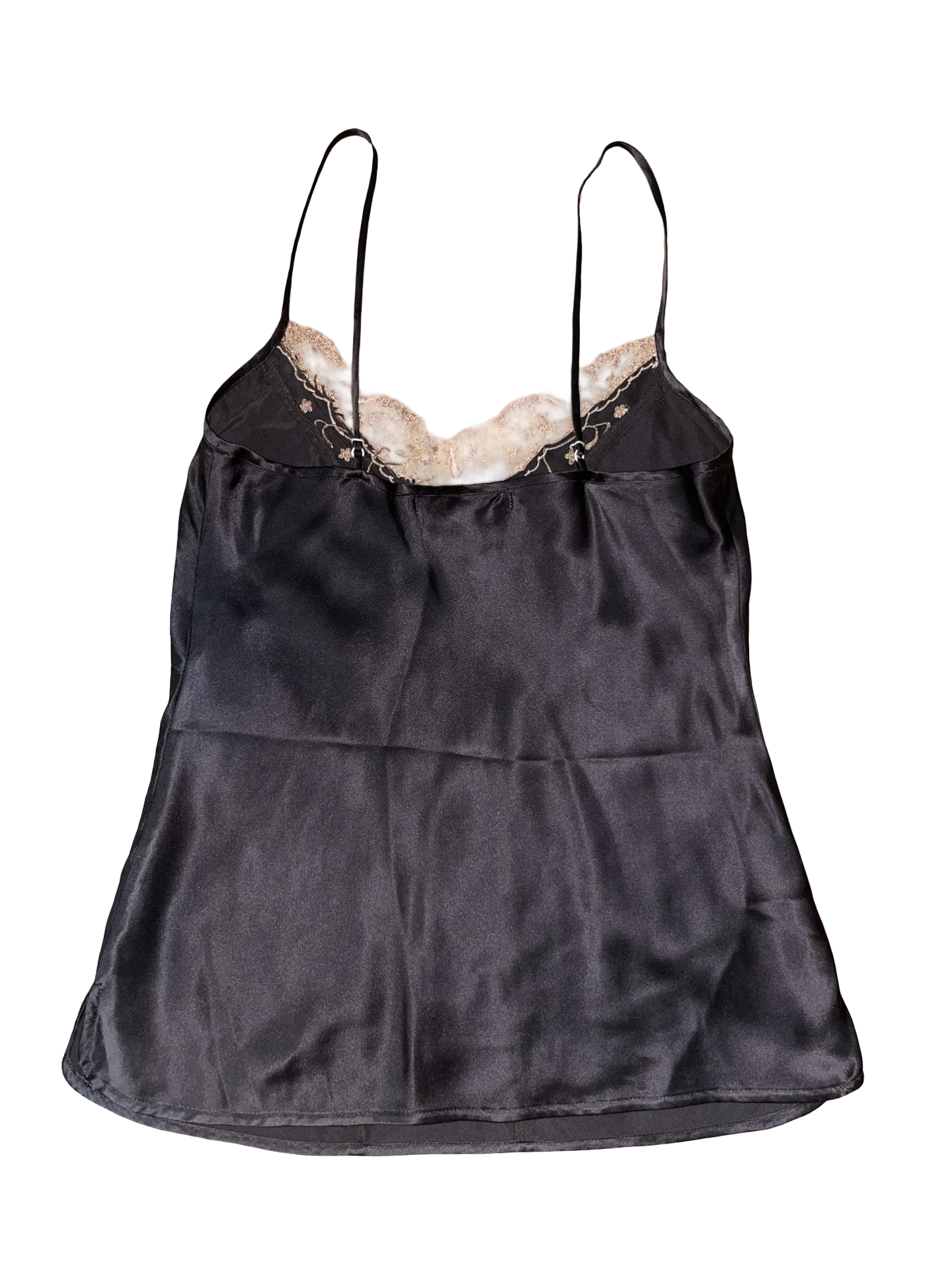 Y2K Nougat London Black Satin Lace Cami Top Uk12
