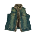2000’s Y2K denim and fur lined waist coat uk 14