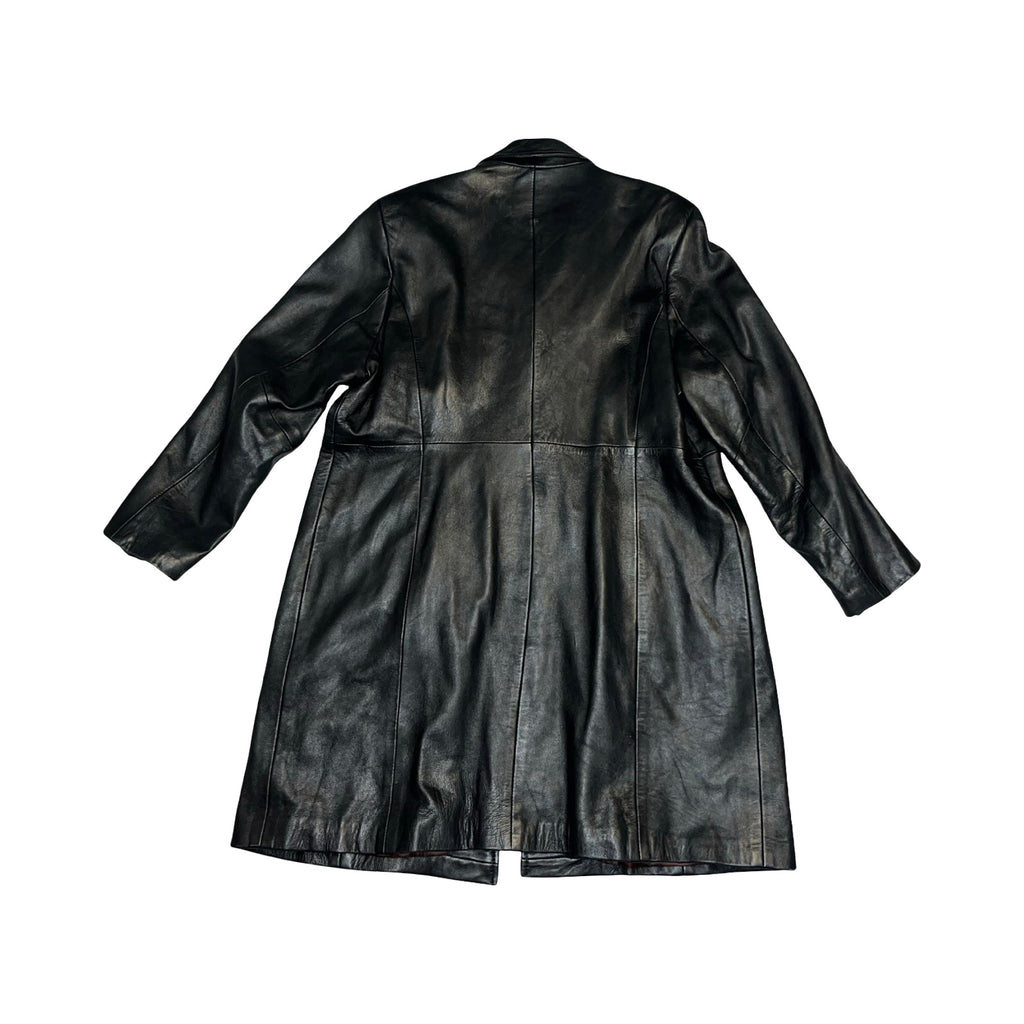 Milan black leather vintage trench coat uk20