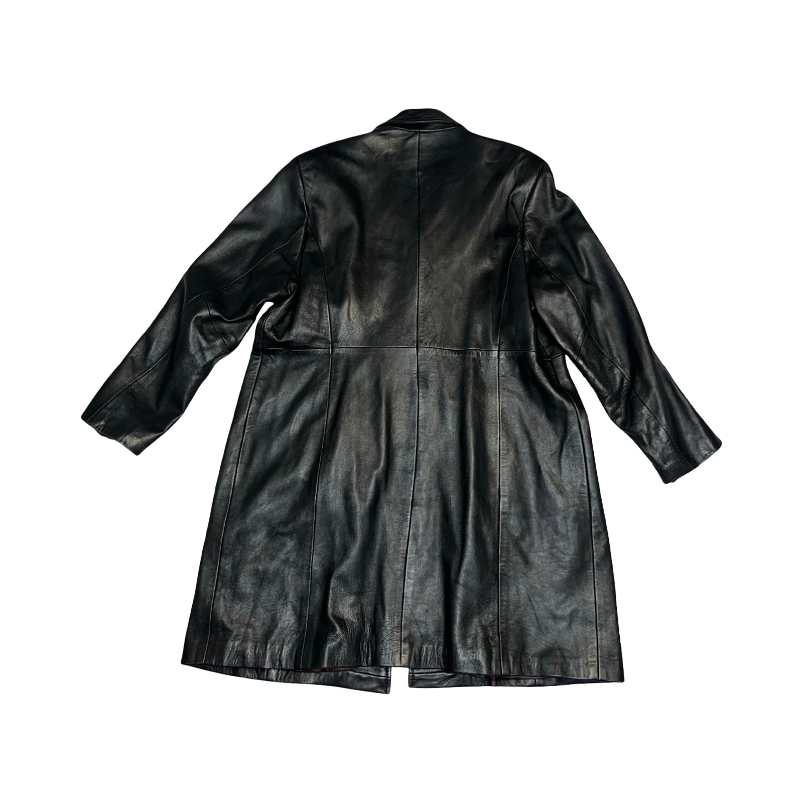 Milan black leather vintage trench coat uk20