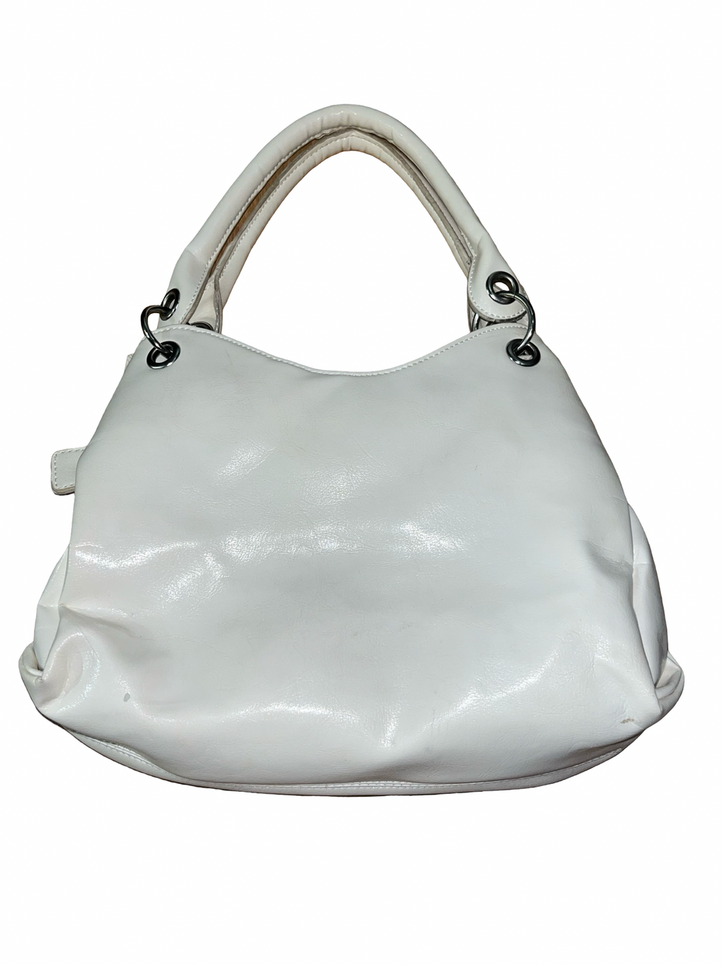 Next Y2K White Shoulder Bag Silver Buckle | Handbag 2000s