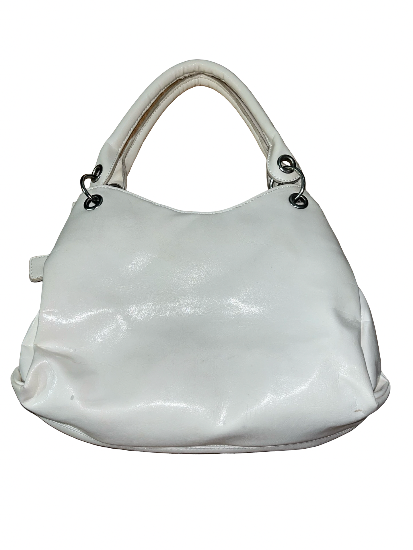 Next Y2K White Shoulder Bag Silver Buckle | Handbag 2000s