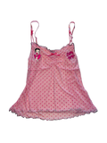 Y2K Betty Boop Pink Mesh Polka Dot Cami Top UK 14