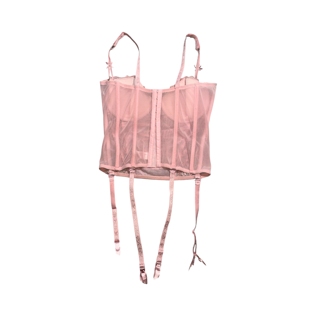 New look 2000’s pink lace cami suspender corset uk34D