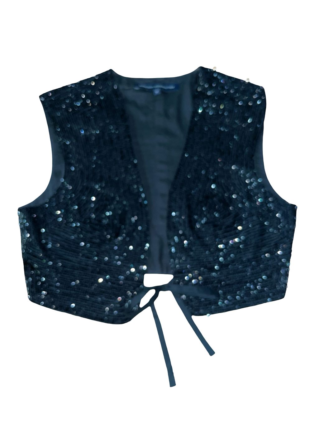 Y2K French Connection Black Beaded Waistcoat UK 12