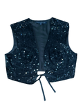 Y2K French Connection Black Beaded Waistcoat UK 12