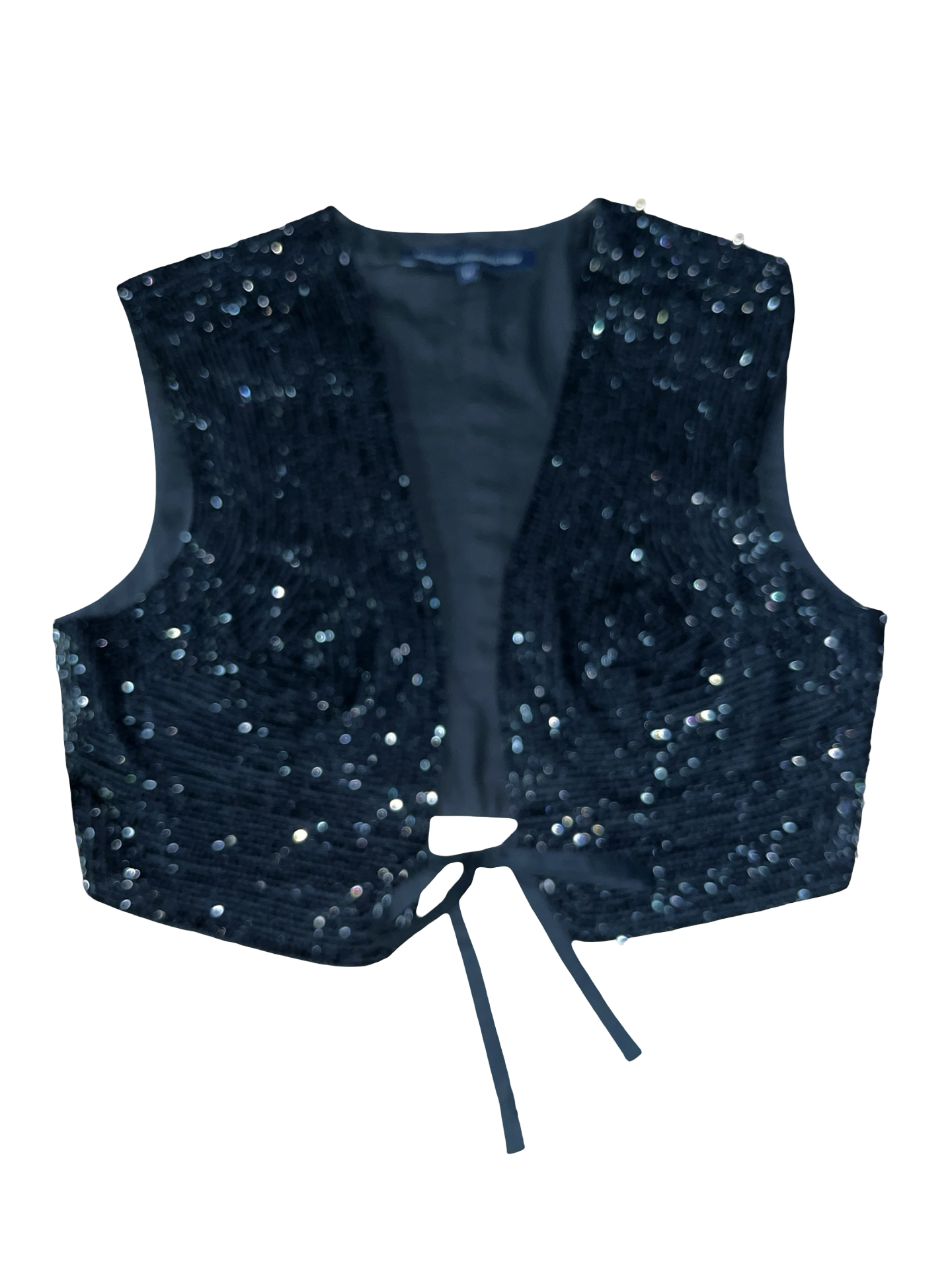Y2K French Connection Black Beaded Waistcoat UK 12