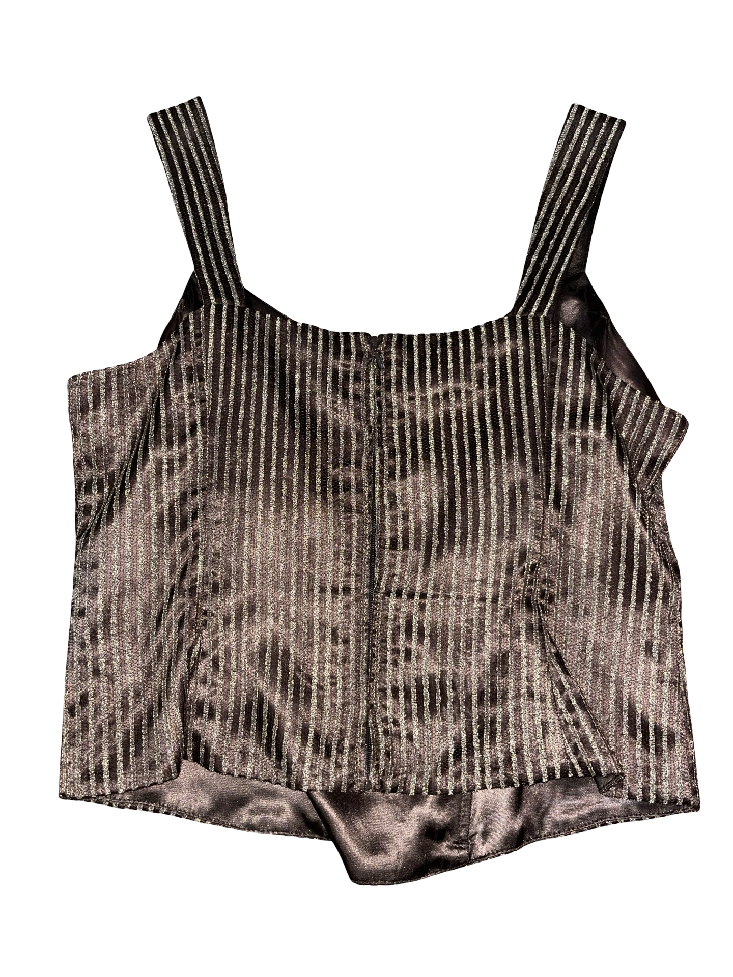 Kaliko Bronze Metallic Floral Jacquard Corset Cami Top UK 12