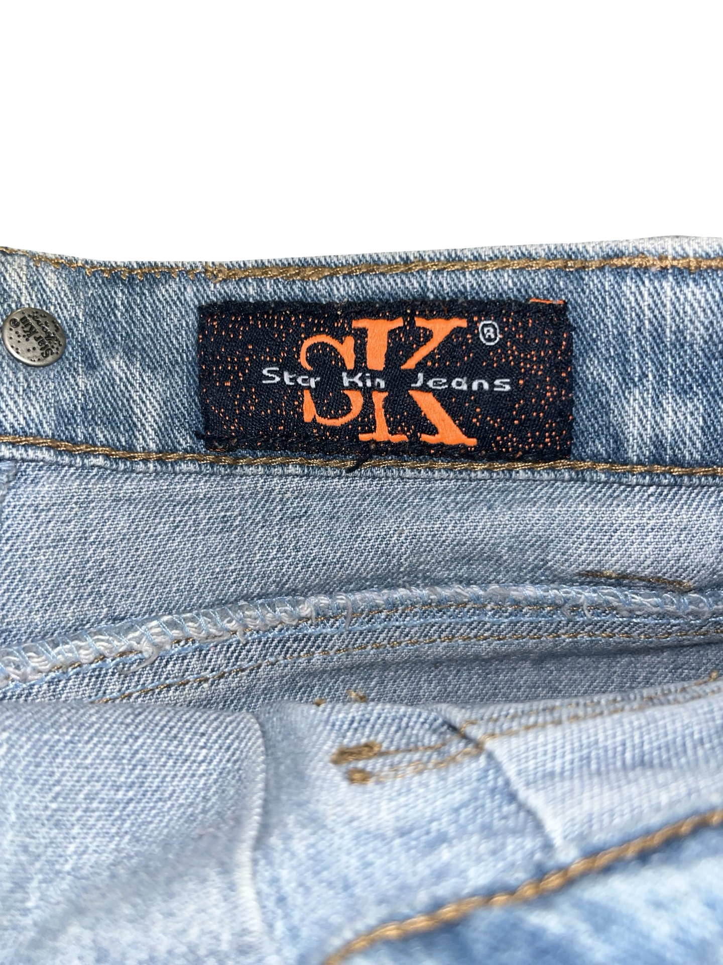 Y2K Star Kin Jeans Buckle Pocket Denim Mini Skirt ukS