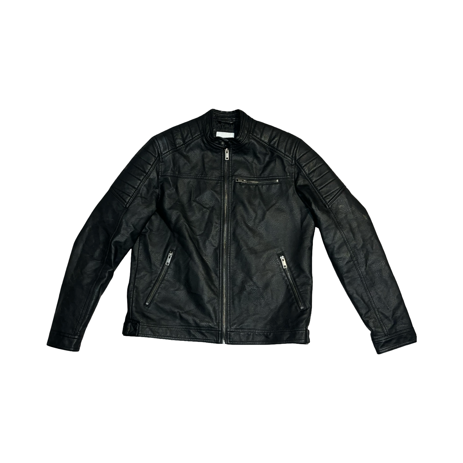 Jack jones black leather moto jacket ukXL