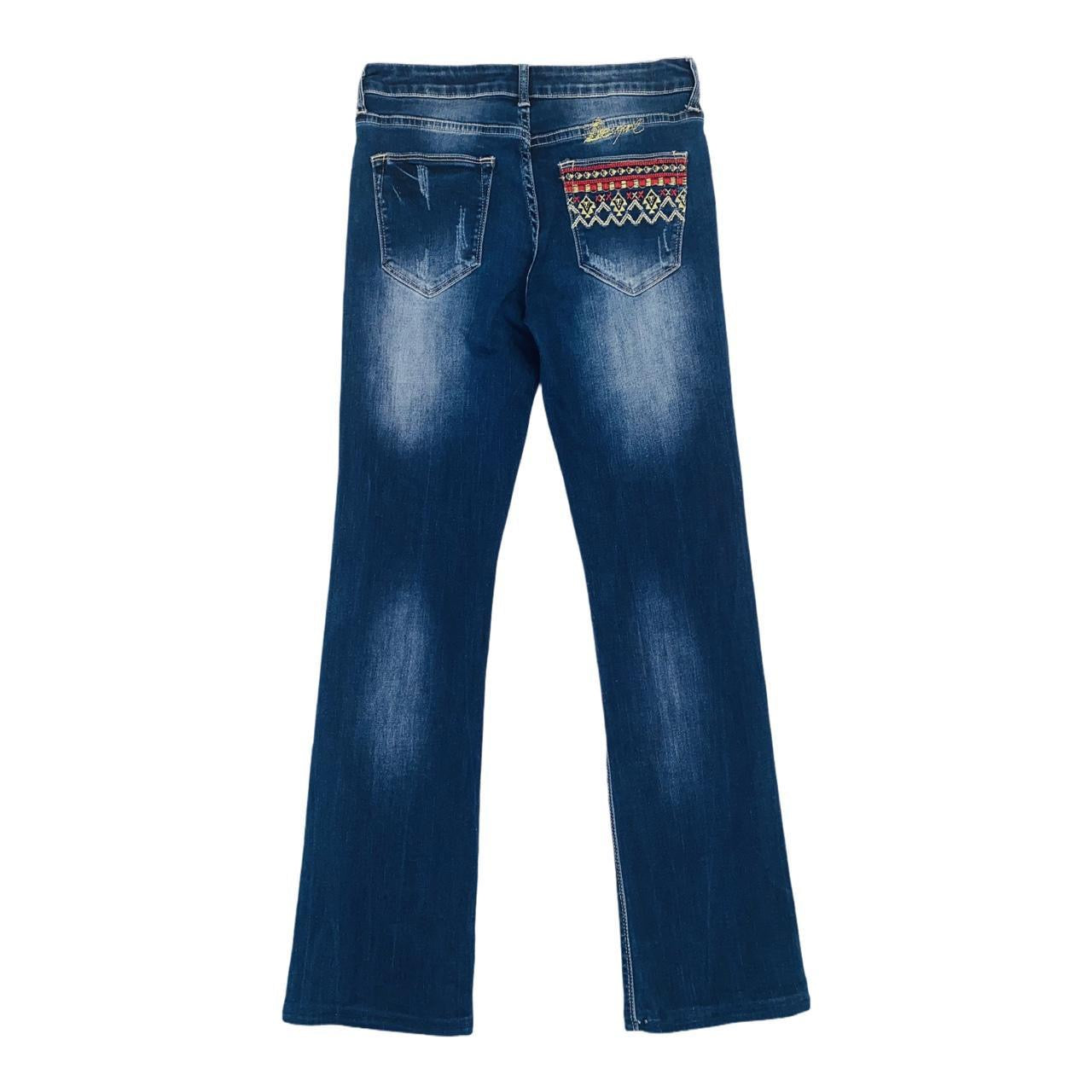 Desigual blue distressed denim jeans boho ukS