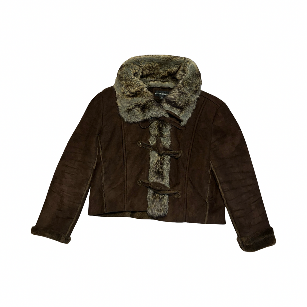 Steve Madden fur lined brown coat ukXL