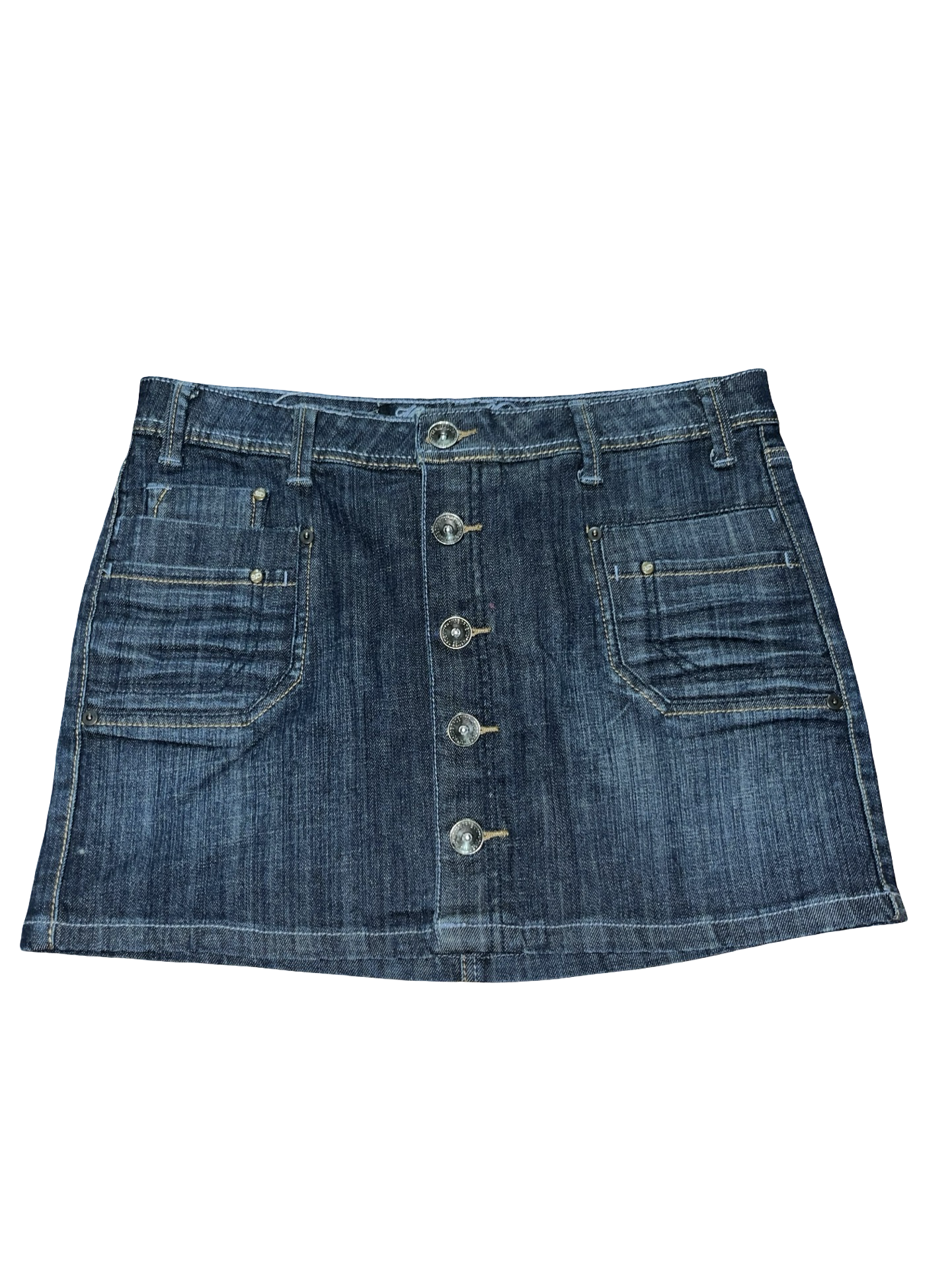 Y2K House of Denim Button Front Utility Mini Skirt uk12