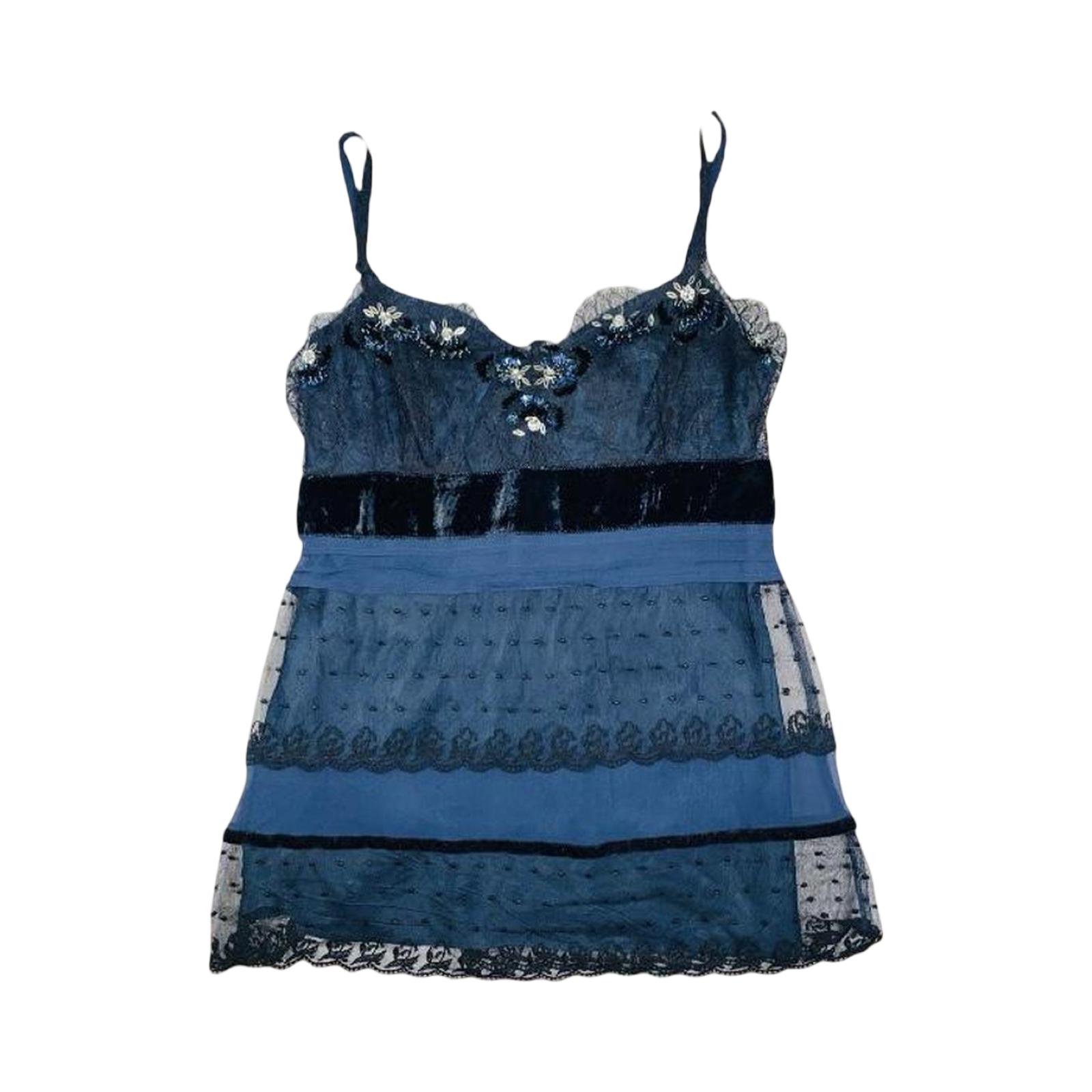 Oasis blue silk blend velvet lace cami uk 12