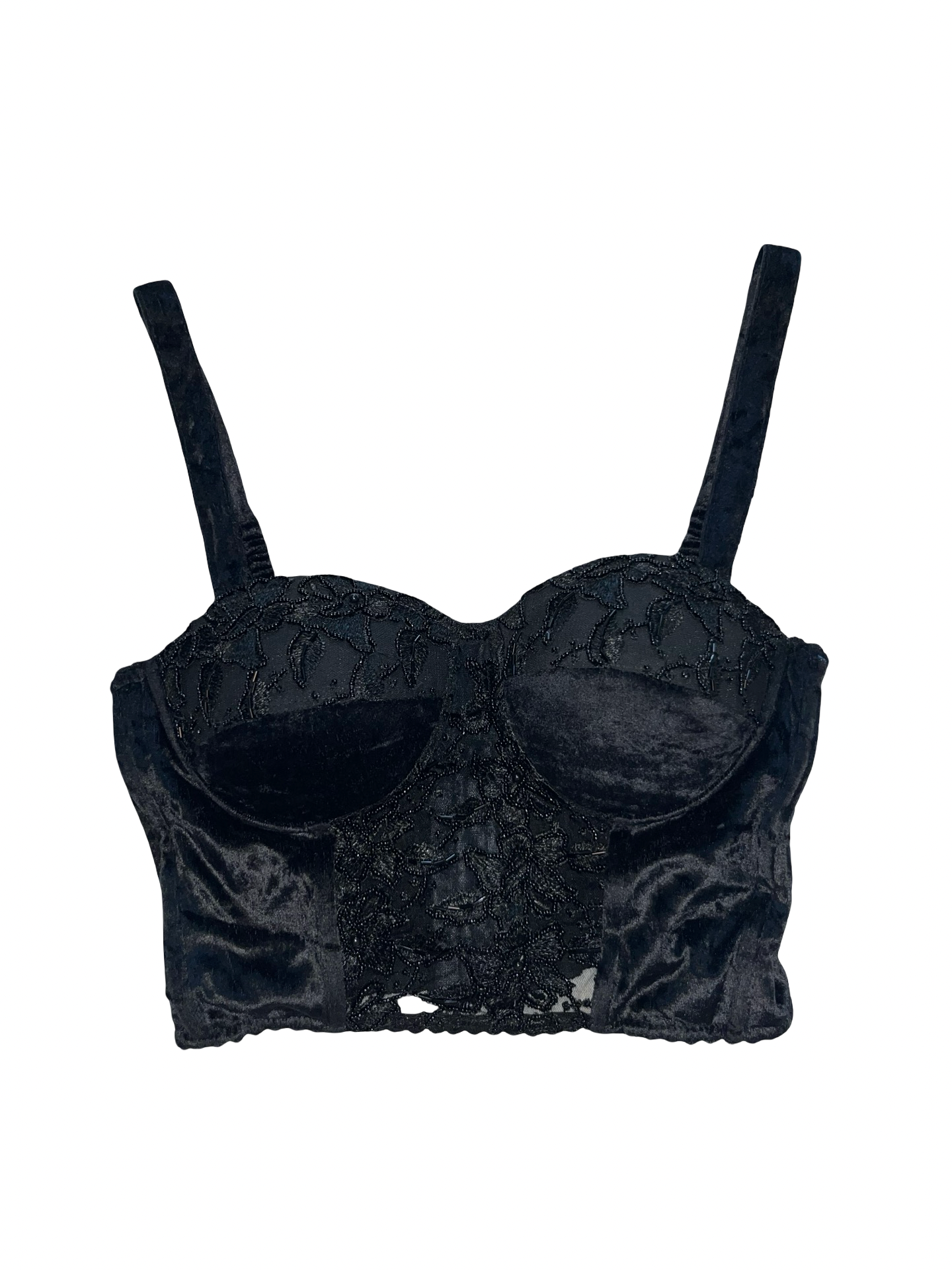 Vintage Y2K Black Satin Lace Bustier Corset Top 36B