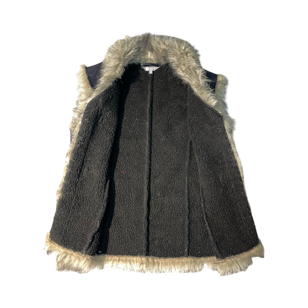 Mia Moda suede and faux fur Y2K waist coat uk14
