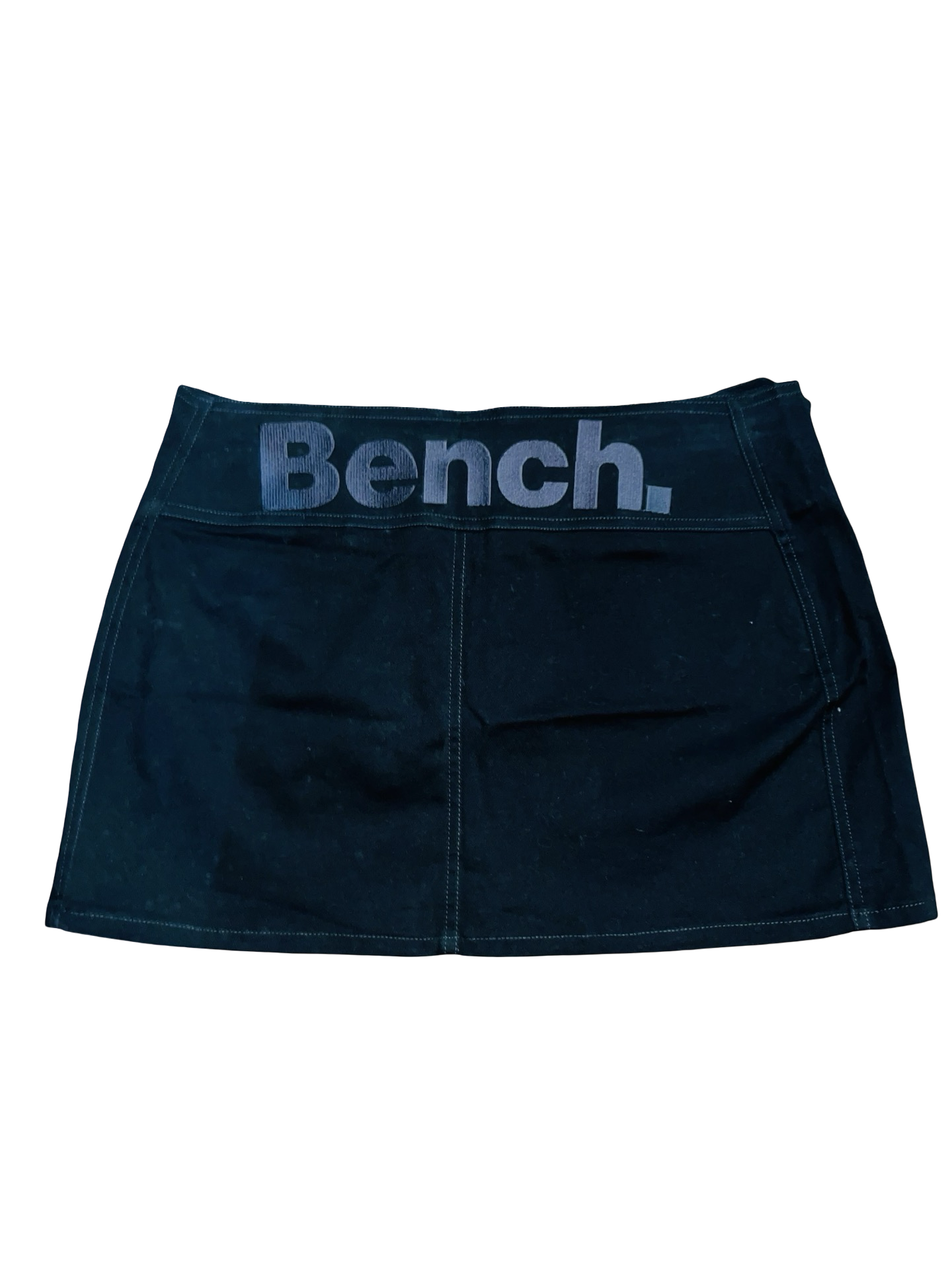 Y2K Bench Black Low Rise Logo Belted Mini Skirt uk12