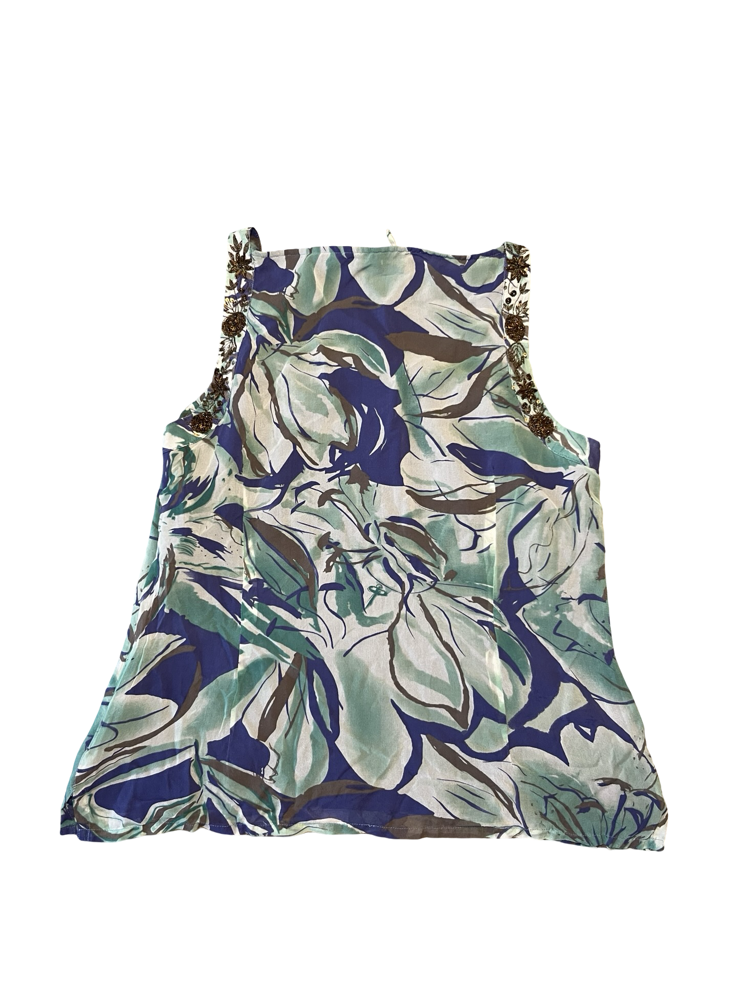 Monsoon Embellished Tropical Leaf Print Blouse Top UK 14 | Boho