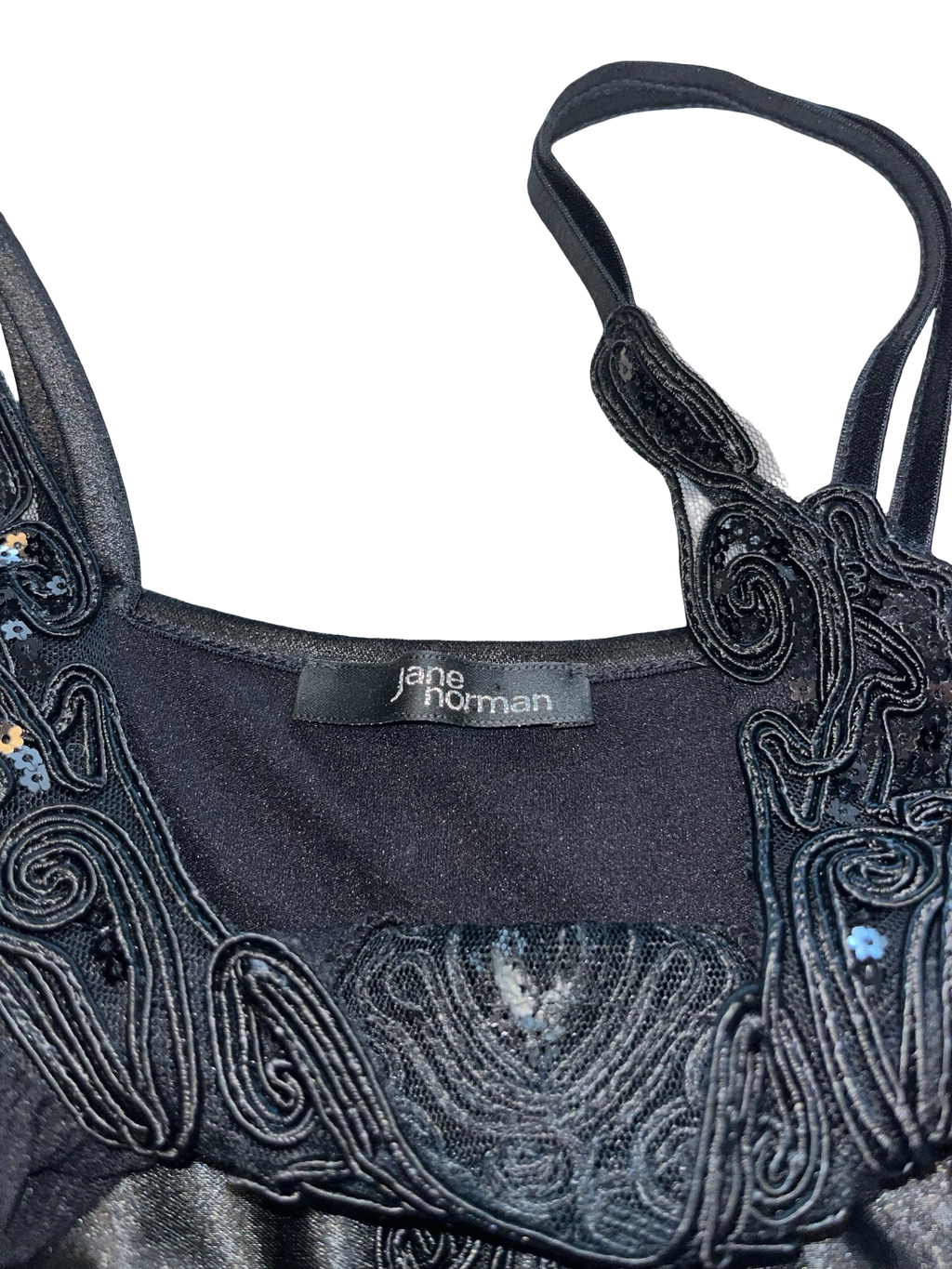 Y2K Jane Norman Black Embellished Fairy Hem Dress UK 10